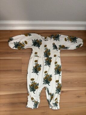 Kate Quinn White Sunflower Print Baby Romper